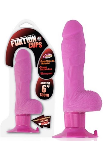 Вибратор -FUKTION CUPS REALISTIC VIBRATOR WITH TESTICLES 6'' PIN