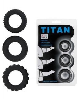 Пенис рингове - Titan 3 in 1 silicone rings Black